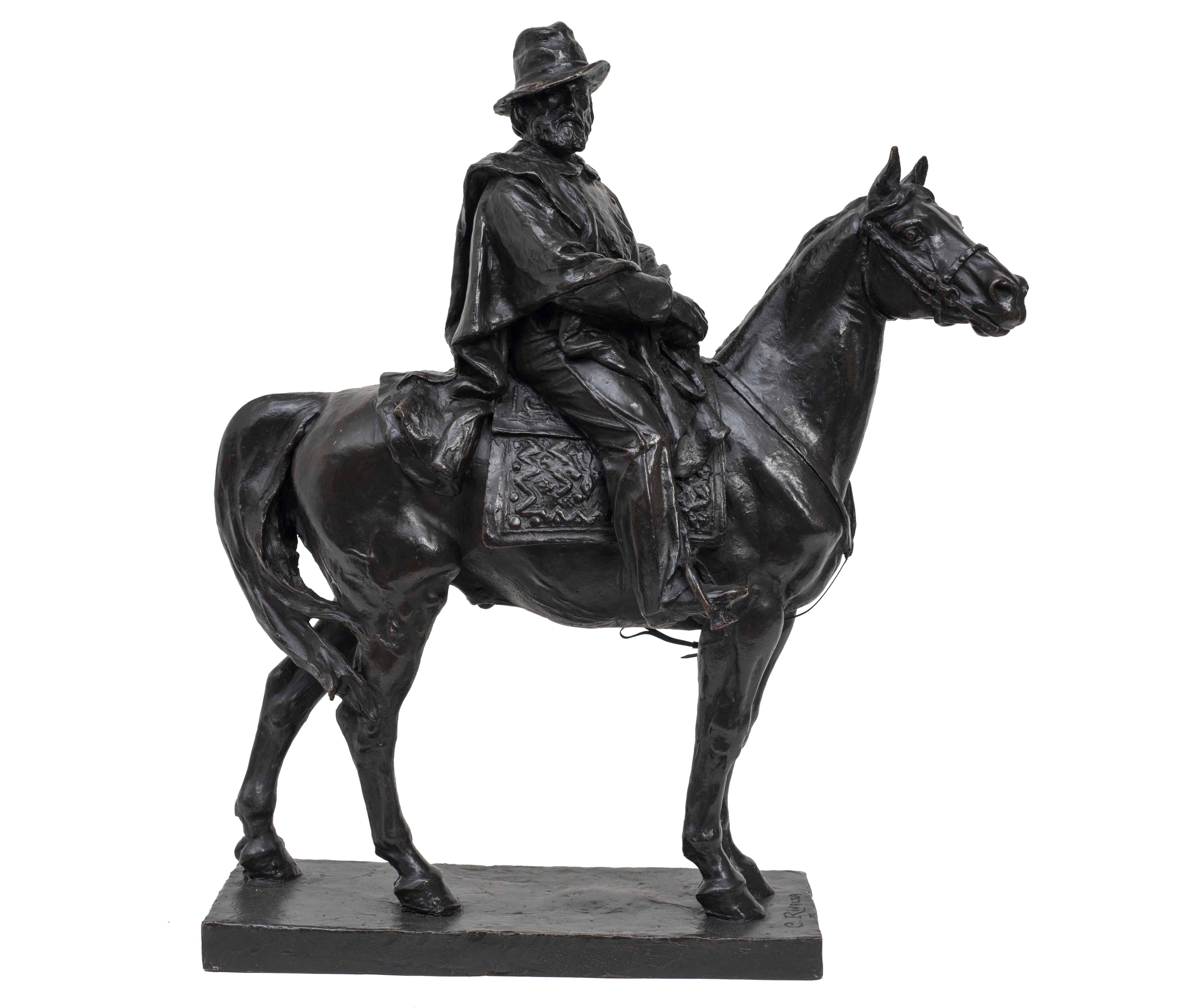 Garibaldi chevauchant un cheval - Sculpture originale en bronze de Carlo Rivalta  en vente 1