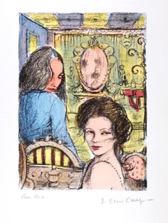 Women in a Bar - Lithograph by B.E. Callegari - 1980s