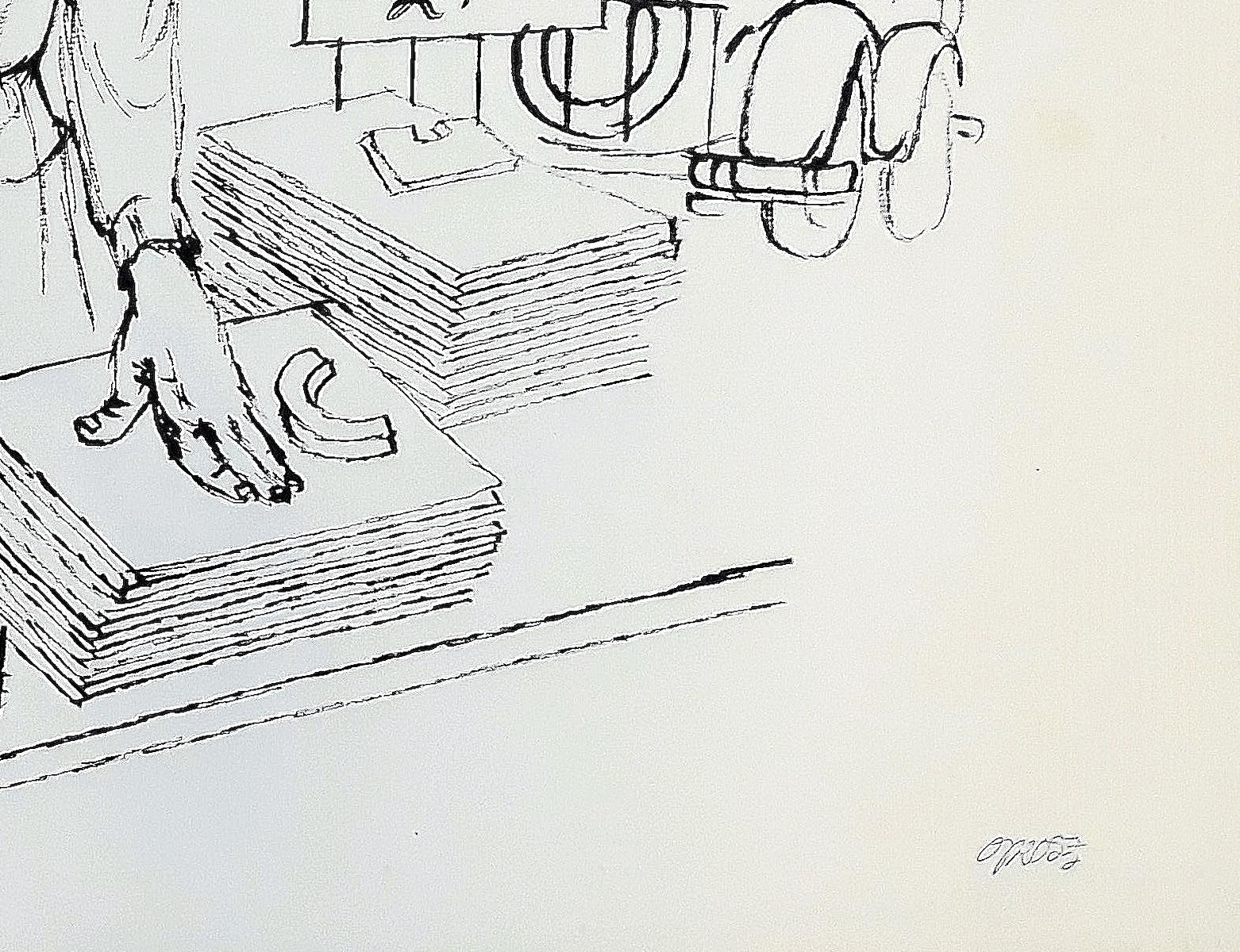 Vendor News, New York  - Dessin à l'encre de Chine sur papier par G. Grosz - 1932 - Art de George Grosz