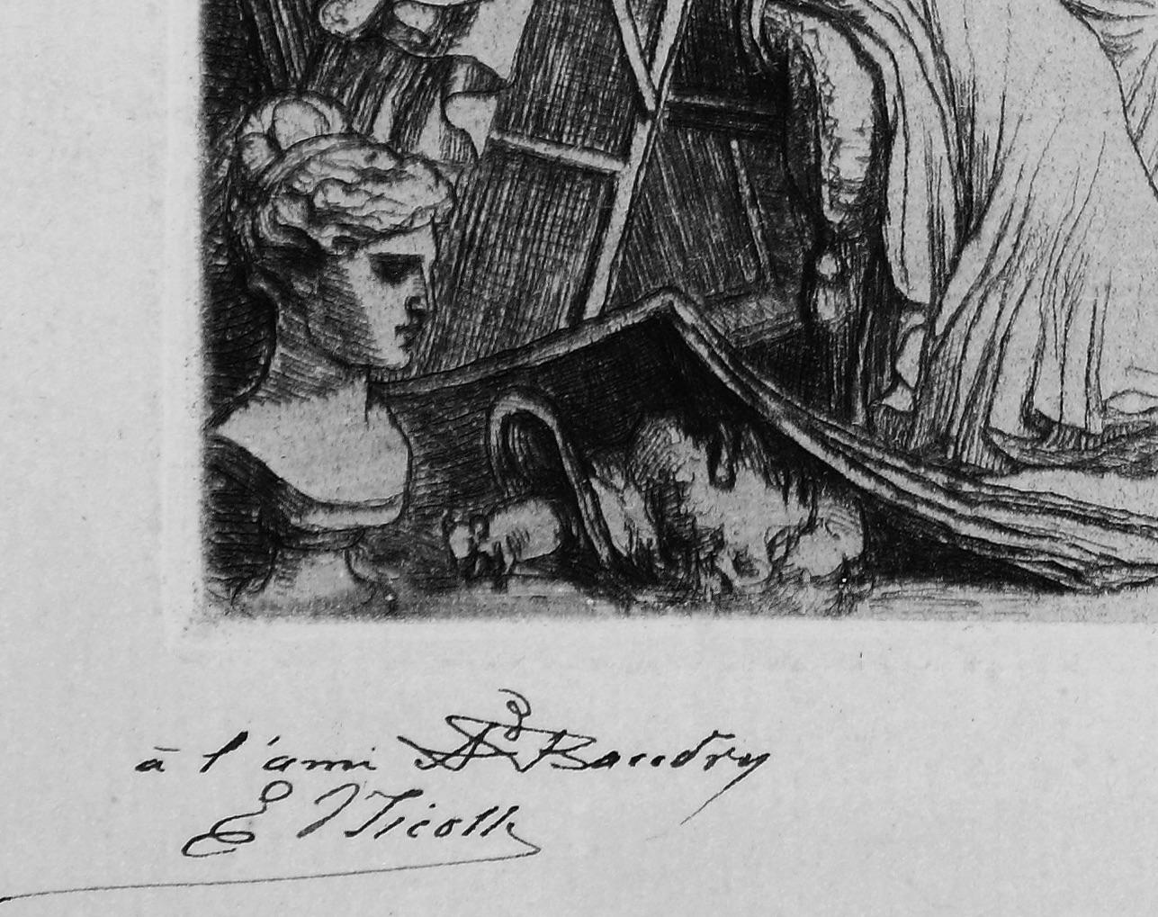 L'Ane Galant - Original Etching and Drypoint by E. Nicolle - 1876 - Print by Emile Frédéric Nicolle