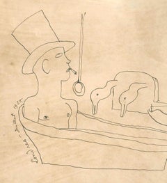 Londres - Drawing original à l'encre de Chine de J. Cocteau - 1920