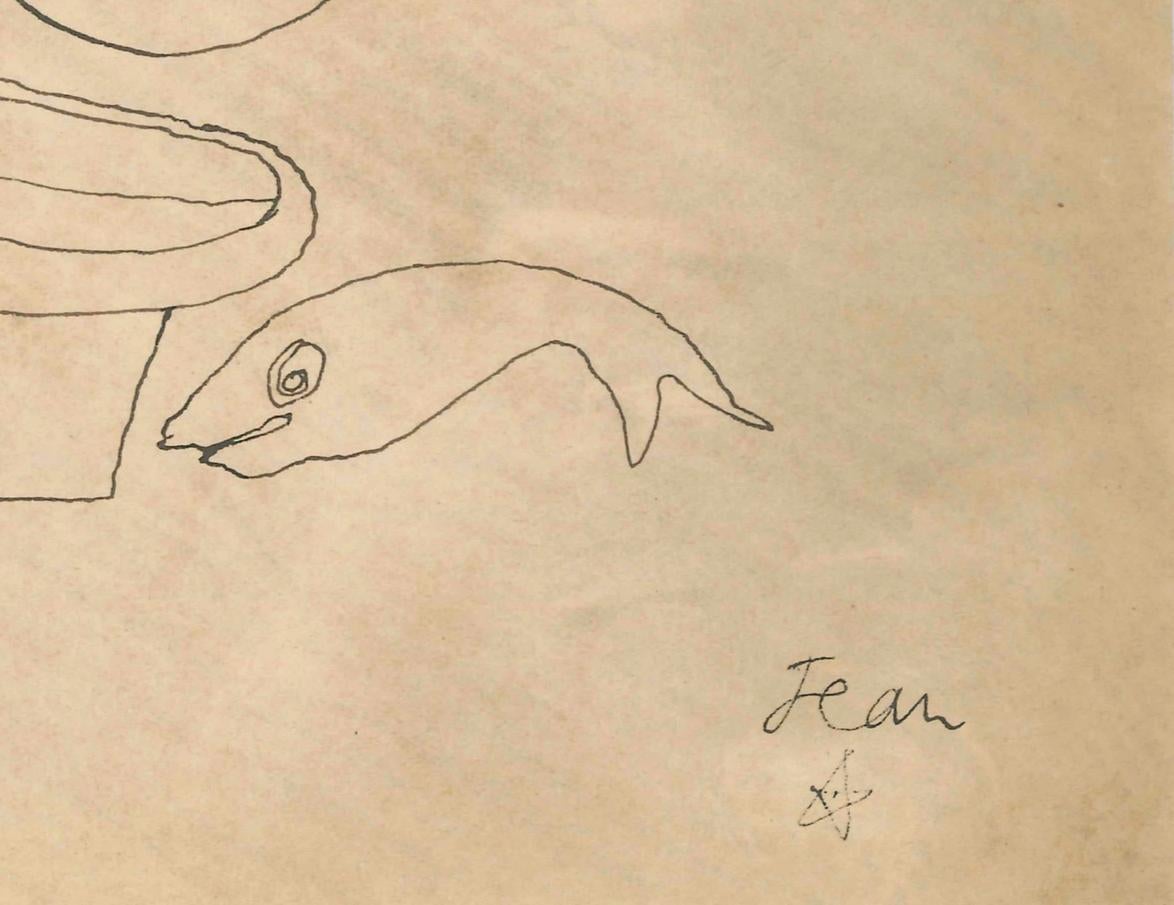 Londres (Smoking in the Tub) est une œuvre originale, rare et importante réalisée par le grand artiste surréaliste Jean Cocteau en 1920. 

Réalisé pour le livre 