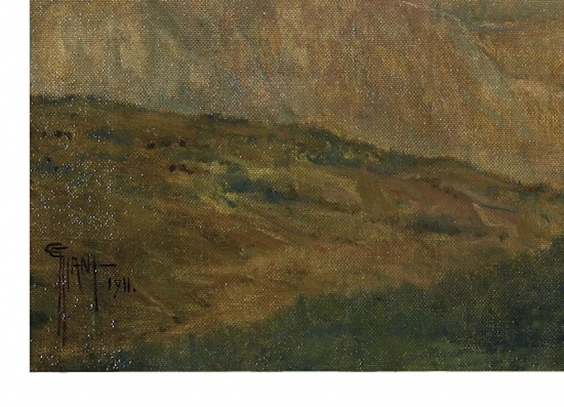 Mountain Landscape - Oil on Canvas by G. Giani - 1911 - Painting by Giovanni Giani