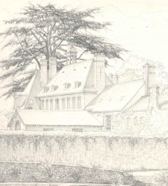 Les Granges de Port Royal - Dibujo original a lápiz años 70