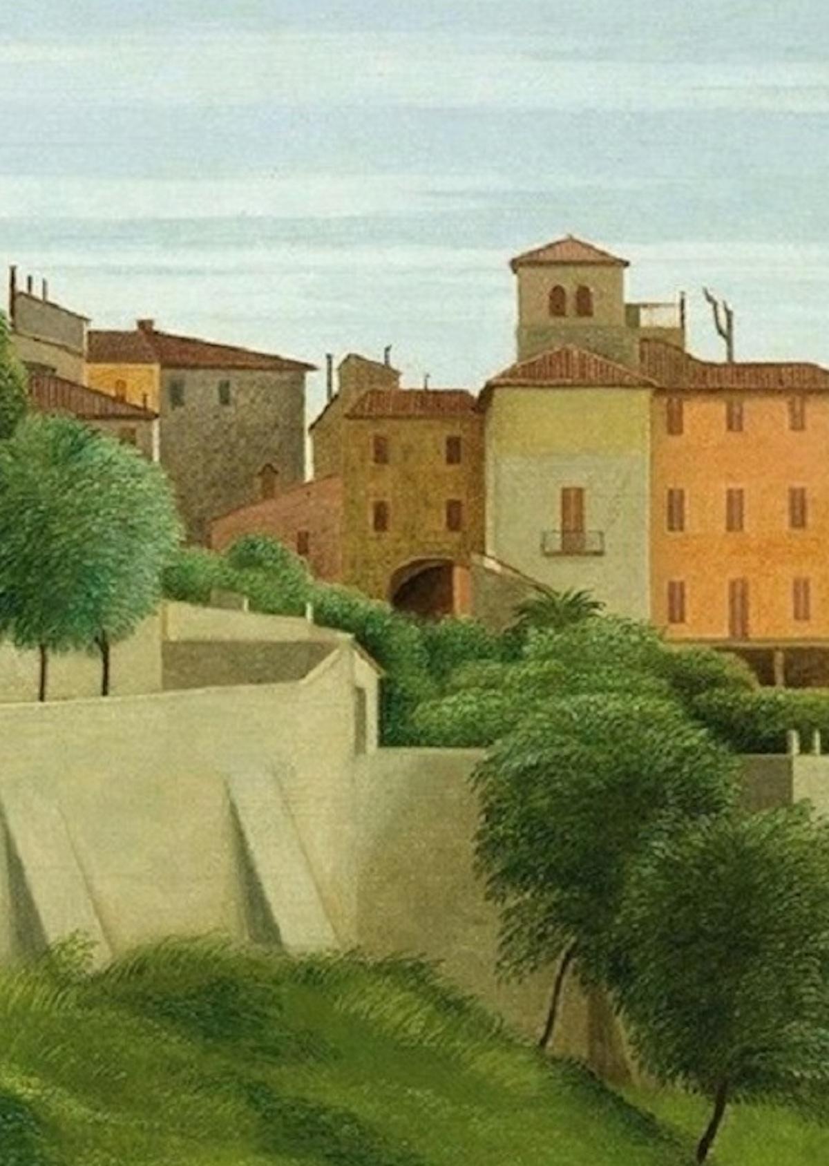 Landscape (View of Perugia) - Oil on Canvas by A. Donghi - 1939 - Painting by Antonio Donghi