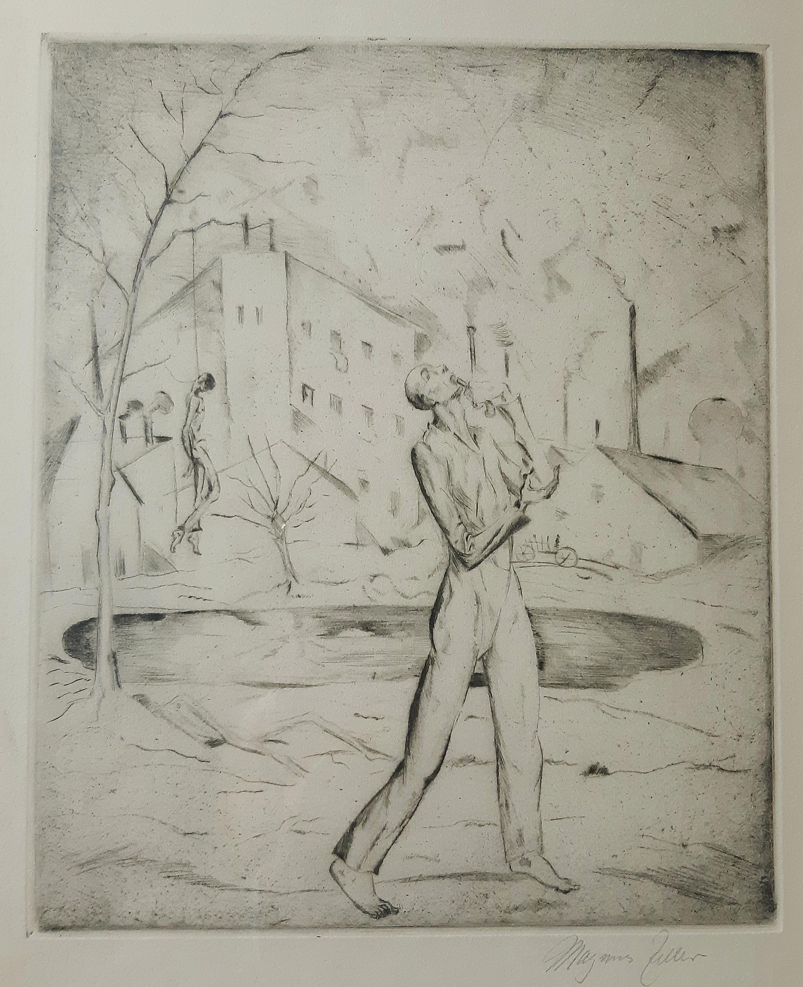 Selbstmörder - Original Etching and Drypoint by Magnus Zeller - 1919