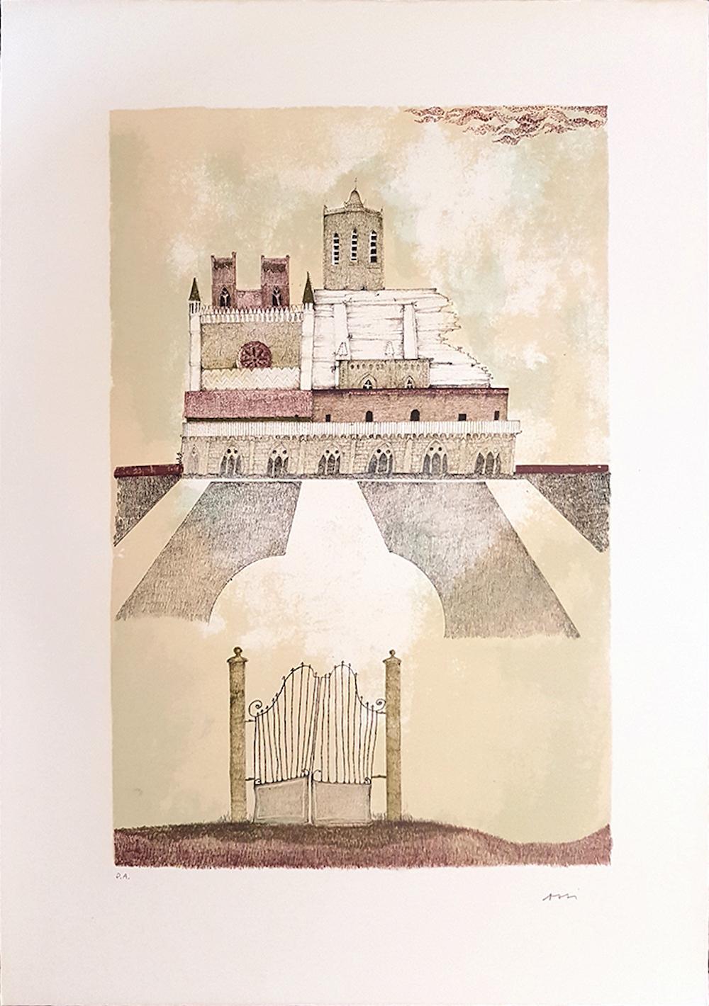 Cathedral of Tarragona - Original Lithograph by Ossi Czinner - 1970s