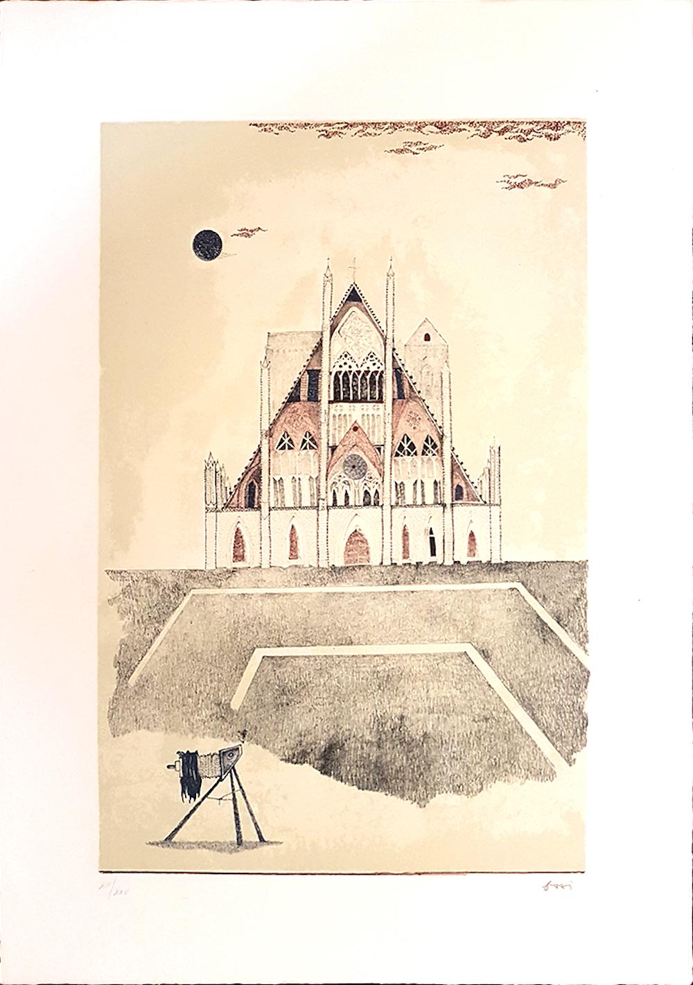 Cathedral of Brandenburg - Original Lithograph by Ossi Czinner - 1970s