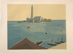 Venice - Original Lithograph by Virgilio Guidi - 1982
