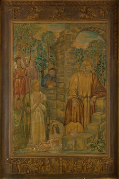 Visit Of The Shepherds - Huile sur toile originale de Carlo Socrate - 1936