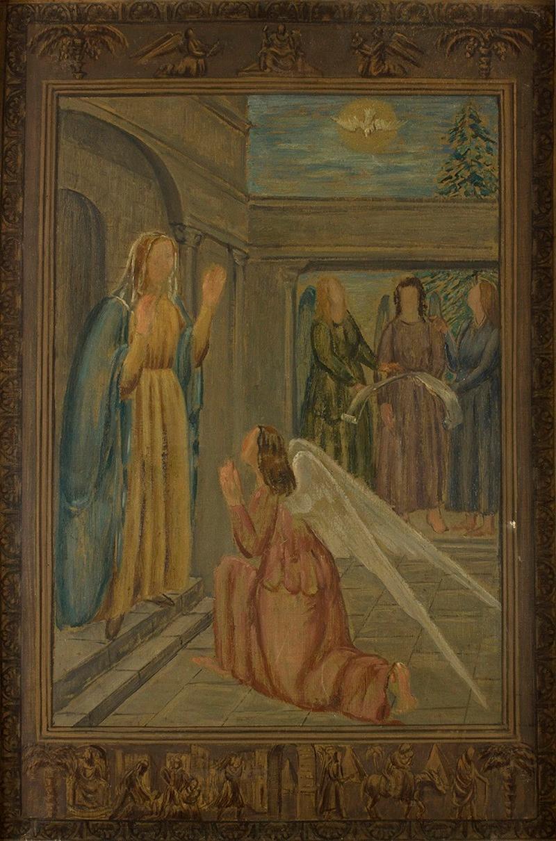 Annunciation -  Oil on Canvas by Carlo Socrate - 1936 For Sale 1