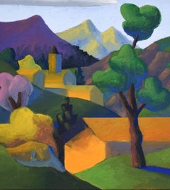 The Valley - Original Oil on Canvas by Salvo - Late 20th Century