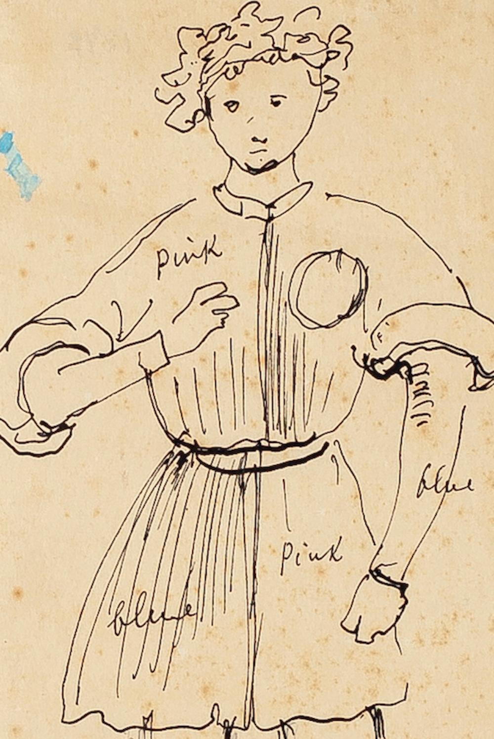 Aufwändige Kostüme - Original China-Tintezeichnung von E. Berman - 1950er Jahre (Moderne), Art, von Eugene Berman