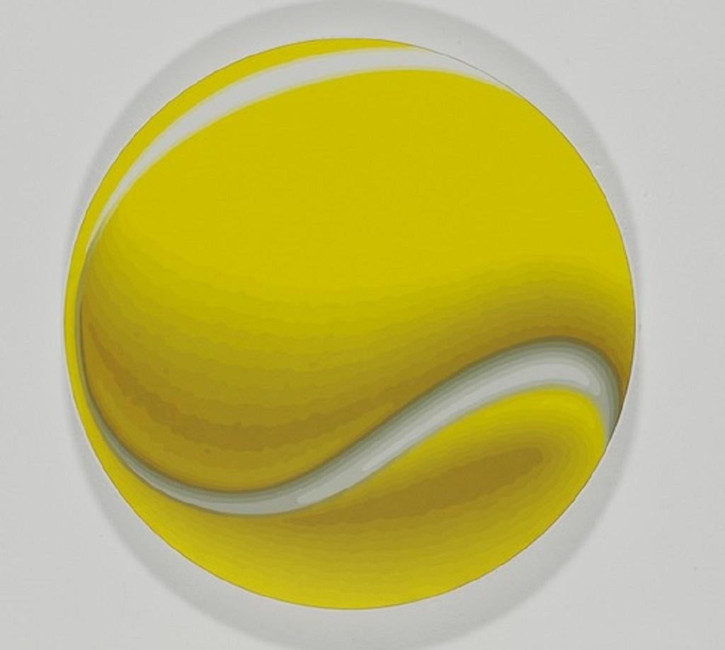 Tennis Ball is an original oil on canvas realized by the Italian artist Giuseppe Restano in 2010. 

The artwork represents a common tennis ball in a three-dimensional optica effect which gives to the composition a strong sense of