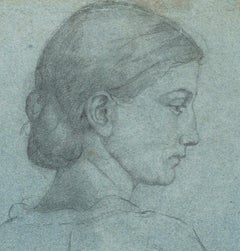 Portrait of Woman - Original Pencil Drawing by Nino Costa - Late 19th Century