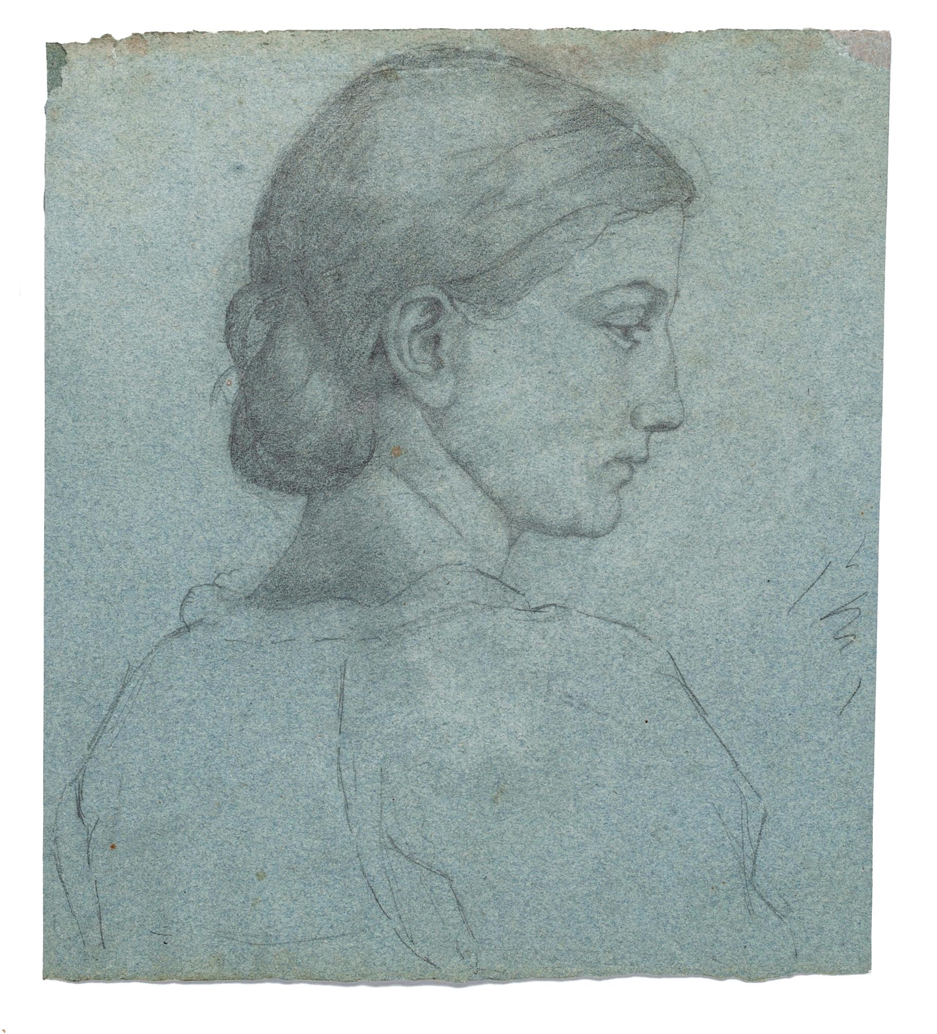 Portrait of Woman - Original Pencil Drawing by Nino Costa - Late 19th Century - Art by Giovanni (Nino) Costa