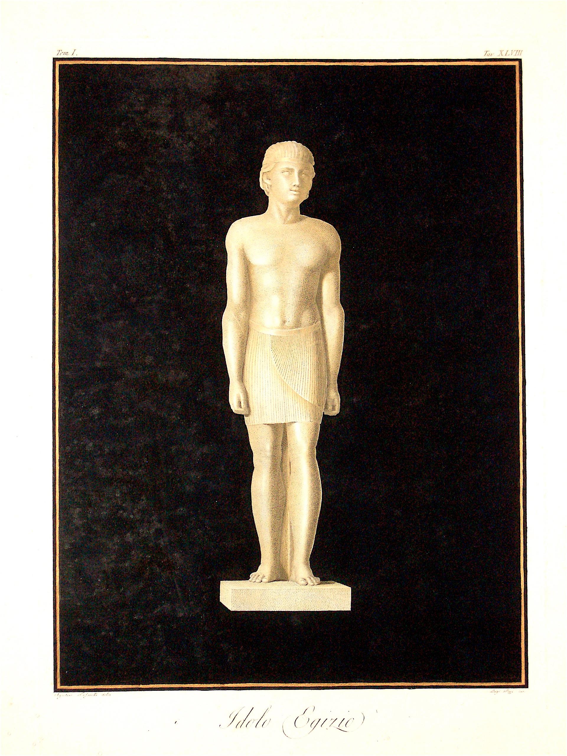 Egyptian Idol - Origina Etching After Agostino Tofanelli - 1821 - Print by Giovanni Foto Veneto