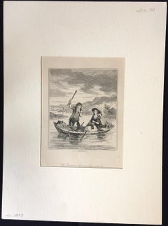 The Assassin disarmed by a smile - Original Etching by PHIZ - Mid 19th Century