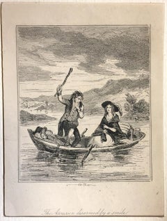 The Assassin disarmed by a smile - Original Etching by PHIZ - Mid 19th Century 