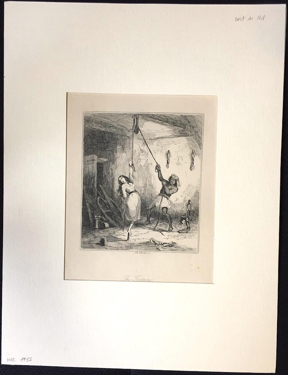 The Torture - Original Etching by PHIZ - Mid 19th Century  - Print by Browne Hablot Knight 