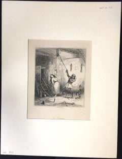 The Torture - Original Etching by PHIZ - Mid 19th Century