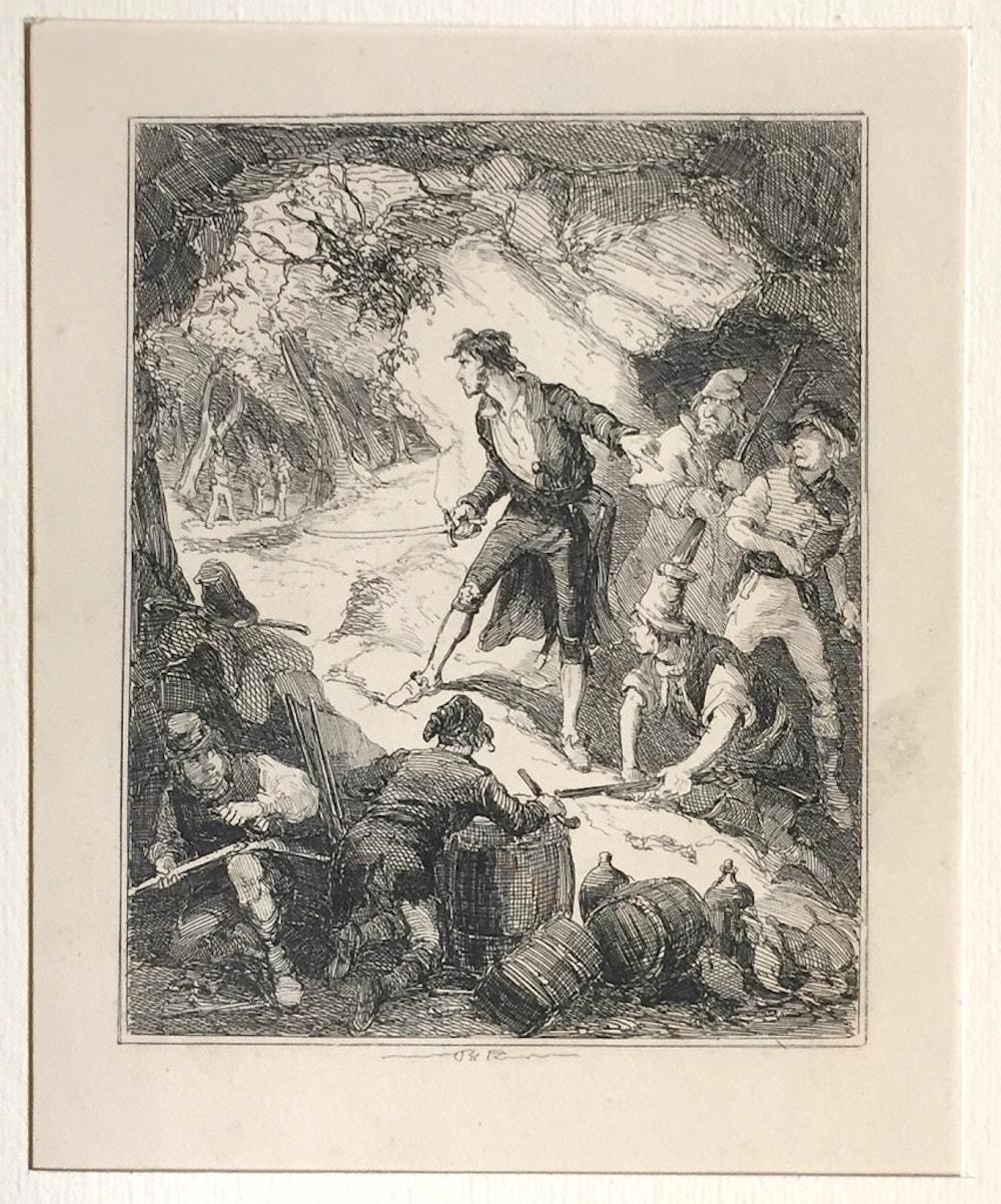 Browne Hablot Knight  Figurative Print - Discovery of Captain Grant and hi - Original Etching by PHIZ - Mid 19th Century 