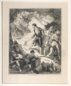 Antique Discovery of Captain Grant and hi - Original Etching by PHIZ - Mid 19th Century