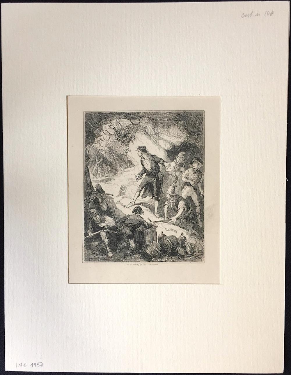 Discovery of Captain Grant and hi - Original Etching by PHIZ - Mid 19th Century  - Print by Browne Hablot Knight 