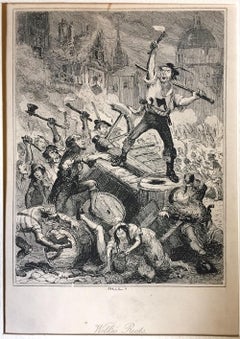 Antique Wilkes Riots- Original Etching by PHIZ - Mid 19th Century 