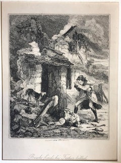 Antique Bowke finds his Father killed - Original Etching by PHIZ - Mid 19th Century 