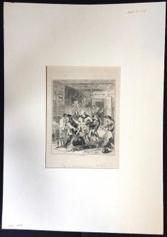 Burglars Attempting to Roast Mr. Porter - Etching by PHIZ - Mid 19th Century