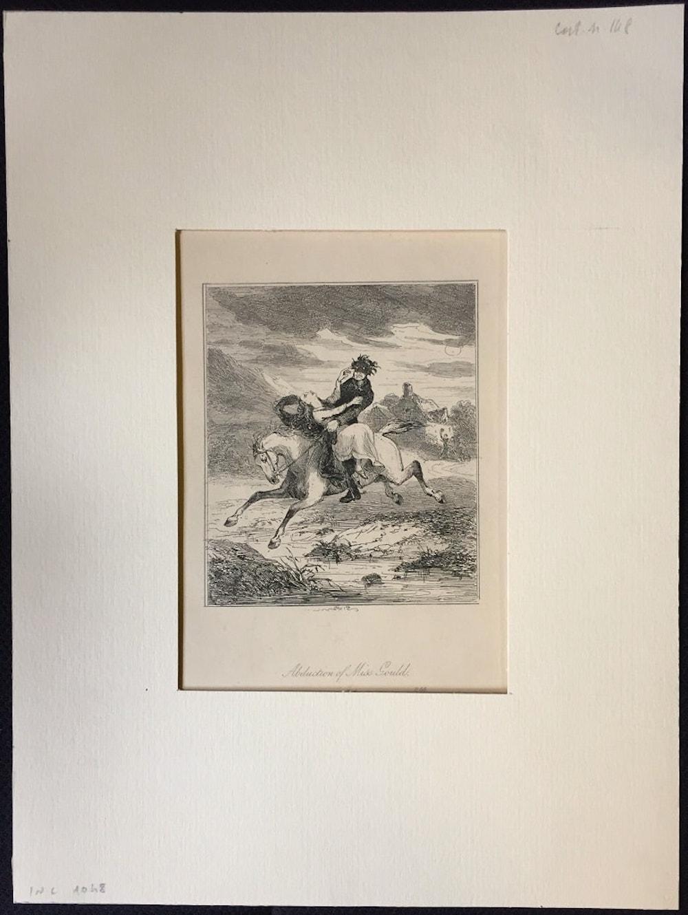 Abduction of Miss Gould - Etching by PHIZ - Mid 19th Century - Print by Browne Hablot Knight 
