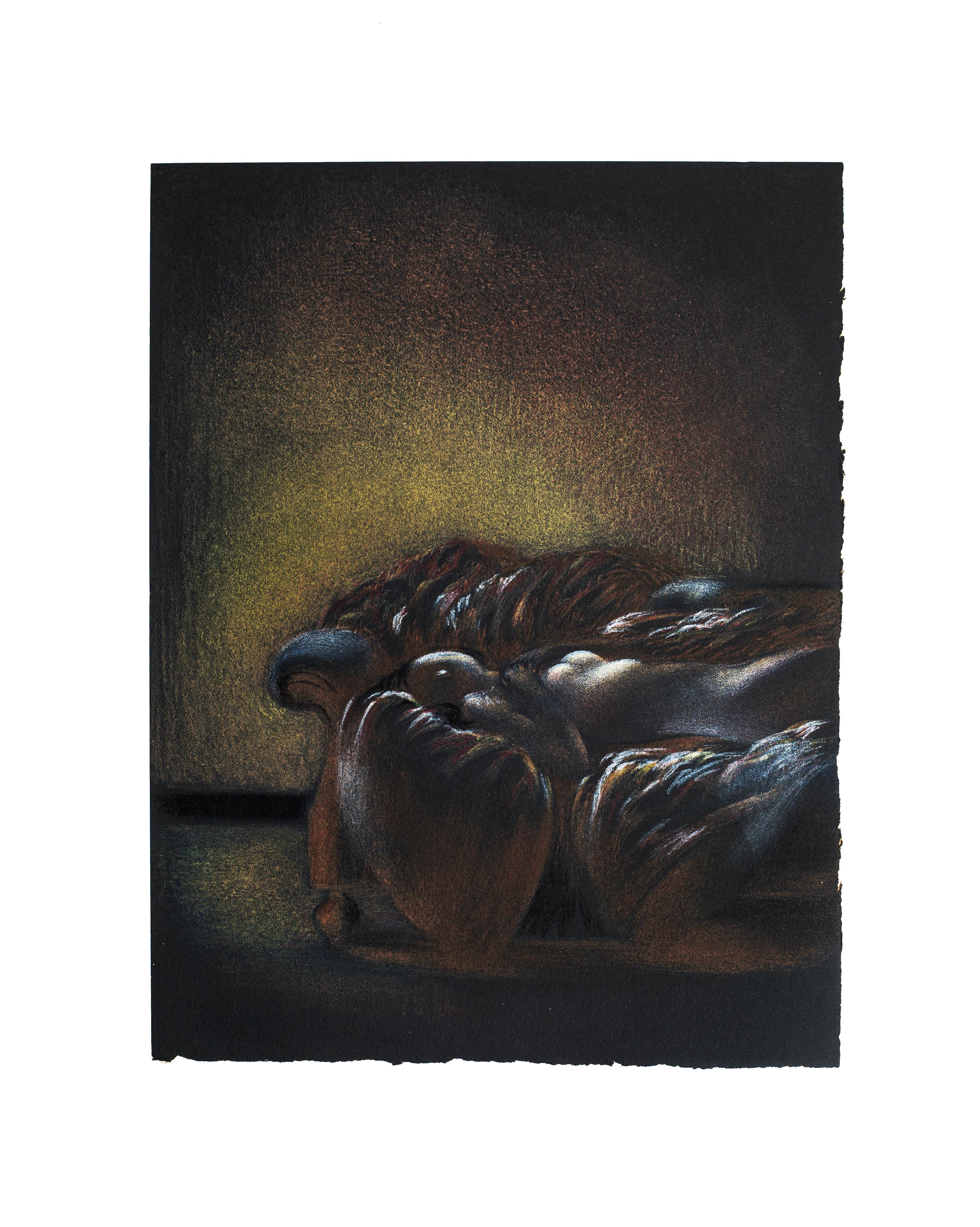 Femme Nue Allonge sur Canap - Original Lithographie von B. Kelly - 1980er Jahre (Schwarz), Figurative Print, von Bernadette Kelly