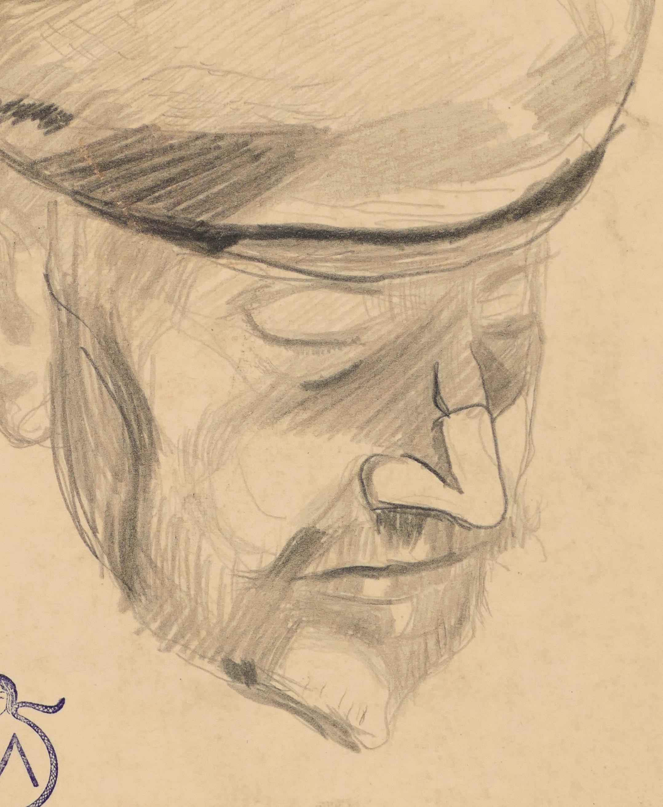 Portrait - Dessin au fusain sur papier par A. Mérodack-Jeanneau - Art de Alexis Mérodack-Jeanneau