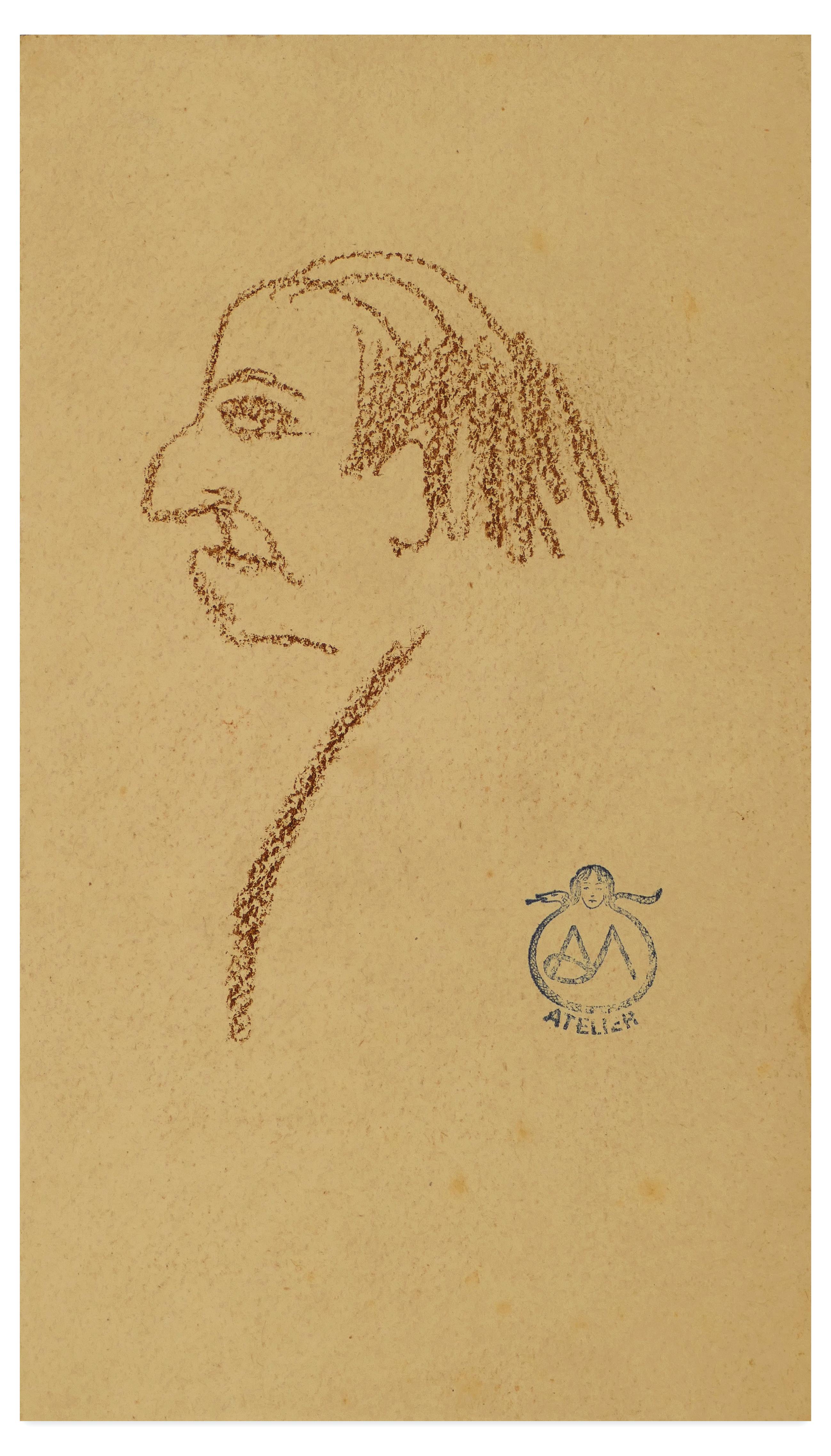 Alexis Mérodack-Jeanneau Figurative Art - Male Portrait - Oil Pastel on Paper by A. Mérodack-Jeanneau