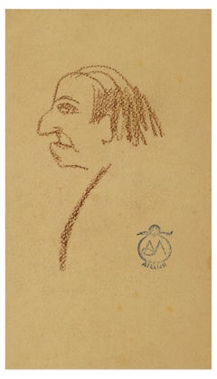 Male Portrait - Oil Pastel on Paper by A. Mérodack-Jeanneau