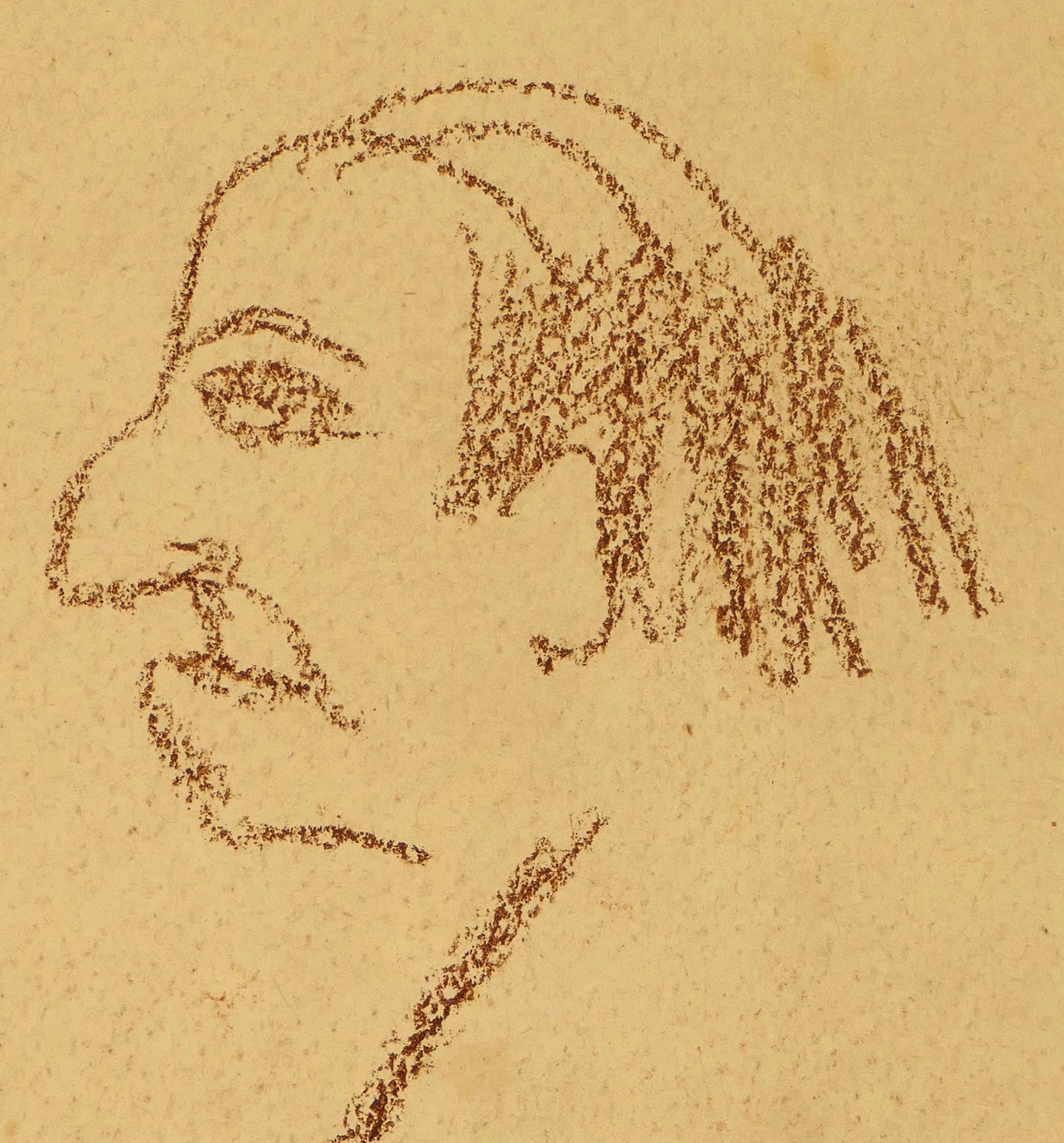 Portrait masculin - Pastel d'huile sur papier par A. Mrodack-Jeanneau - Beige Figurative Art par Alexis Mérodack-Jeanneau