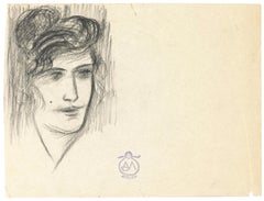 Woman Portrait - Charcoal on Paper by A. Mérodack-Jeanneau