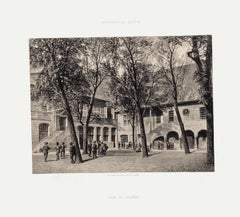 Antique Geneva, Cour Du Collège - Lithograph by A. Fontanesi - 1854