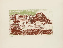 Landschaft des Flusses – Originallithographie von Jean Chapin – Anfang 1900