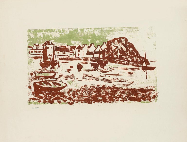 Jean Chapin Landscape of the River Original Lithograph by Jean