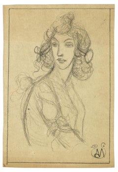 Buste de femme - Crayon sur papier par A. Mrodack-Jeanneau