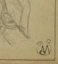 Buste de femme - Crayon sur papier par A. Mrodack-Jeanneau