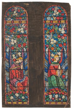 Stained Glass Window Wit - Tempera on Paper by L. Balmet - Early 20th Century
