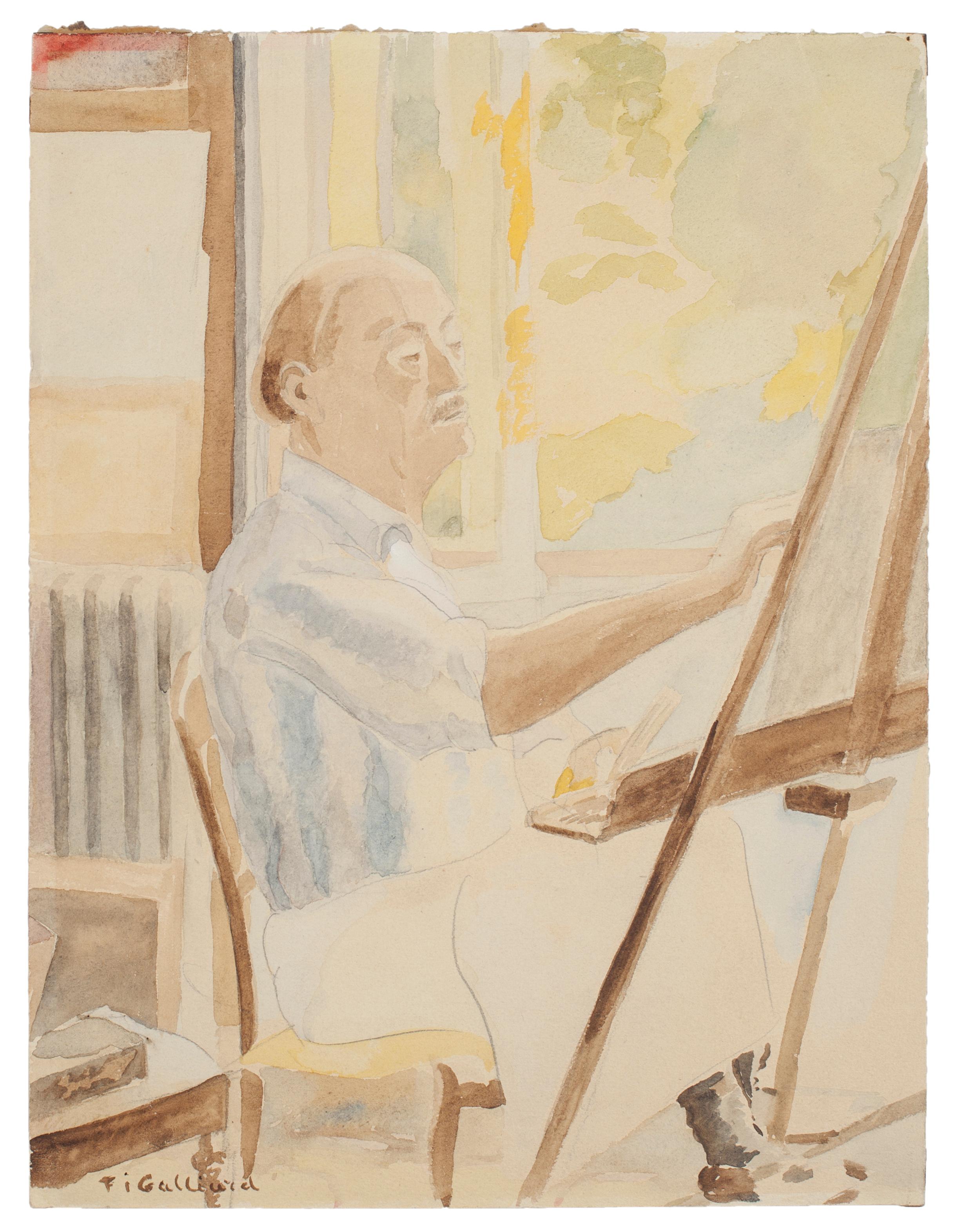 Painter - Watercolor by French Master - mid 20th Century