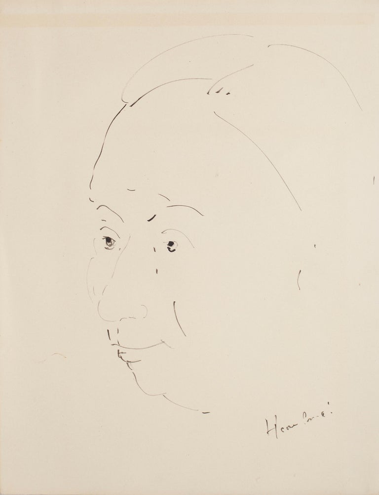 Faces - Four Original China Ink Drawings by Unknown Master 20th Century  For Sale 1