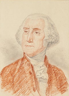 Portrait of George Washington - Pencil and Pastel Drawing End of 18th Century