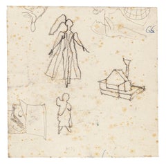 Portrait - Charcoal and Watercolor Drawing by M. Maccari - 1985