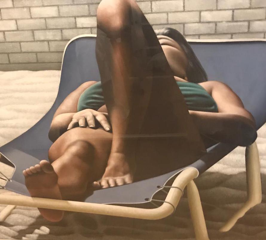 Woman Sunbathing - Oil on Canvas by A. Titonel - 1975 - Painting by  Angelo Titonel