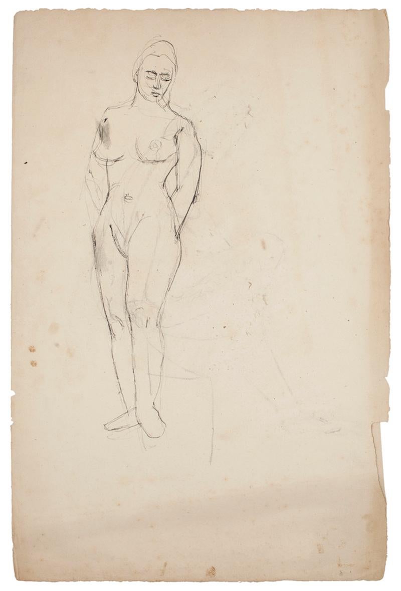 8 Original Nude Pen, Pencil and China Ink Drawings by French Master 20th Century For Sale 1